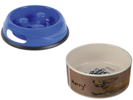Plastic and ceramic bowls