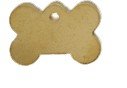 Identification tags in bone shape brass cursive