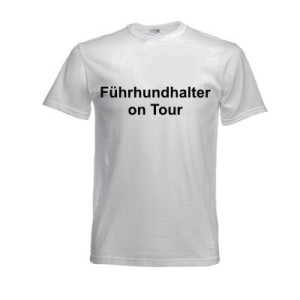 T-Shirt mit Aufdruck "Führhundhalter on Tour" Größe L weiß