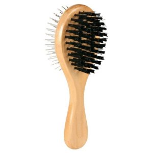 Wooden Brush with nylon and wire bristles, double sided