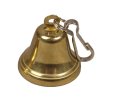 Bell with snap hook, brassed 40 mm